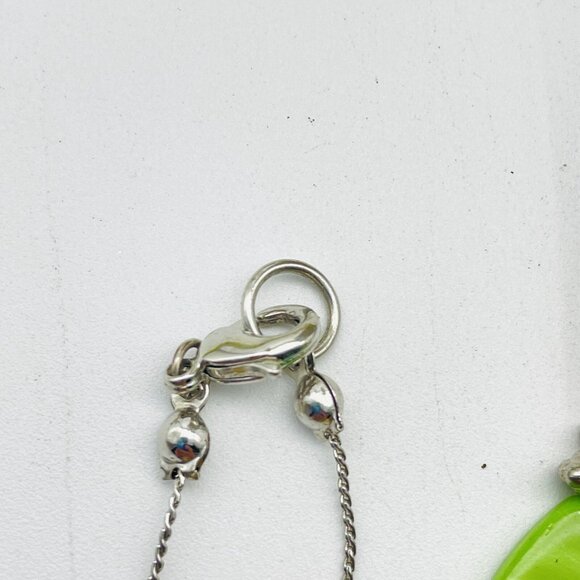 Beaded Station Necklace Silver Tone Blue Green Yellow Beach Coastal - Picture 3 of 7